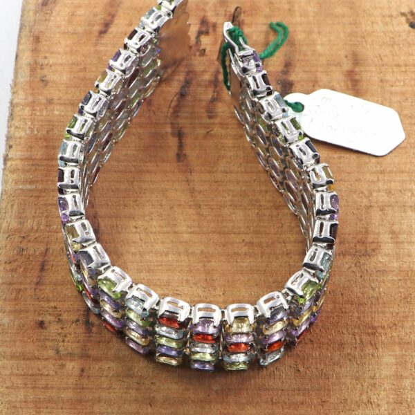 Natural Multi Gemstone Tennis Bracelet | Silver Jewels World - Image 4
