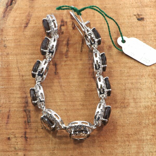 Natural Smoky Quartz 925 Sterling Silver Tennis Bracelet - Image 3