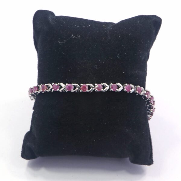 Natural Ruby 925 Sterling Silver Tennis Bracelet - Silver Jewels World - Image 2