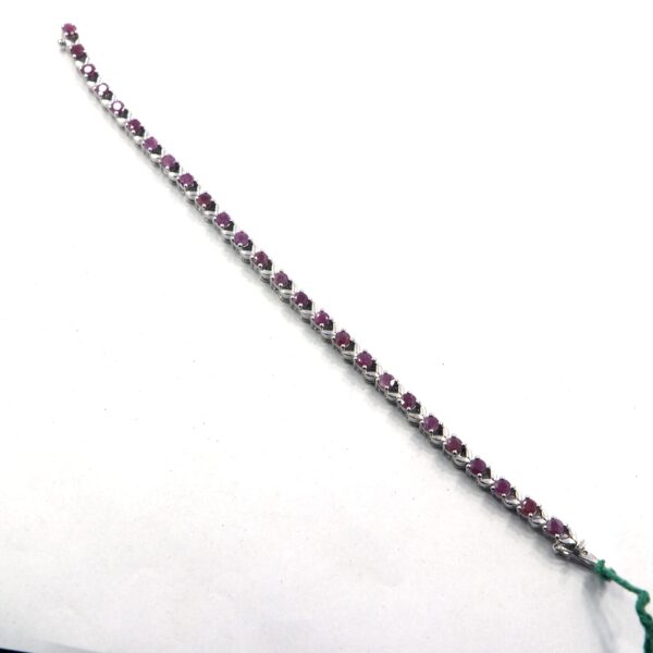Natural Ruby 925 Sterling Silver Tennis Bracelet - Silver Jewels World