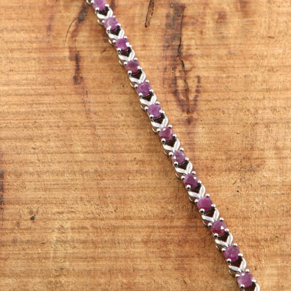 Natural Ruby 925 Sterling Silver Tennis Bracelet - Silver Jewels World - Image 3