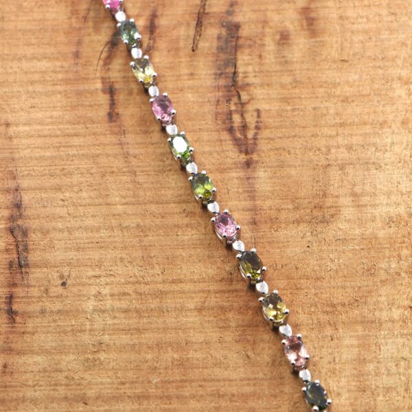 Natural Tourmaline 925 Sterling Silver Tennis Bracelet - Image 3