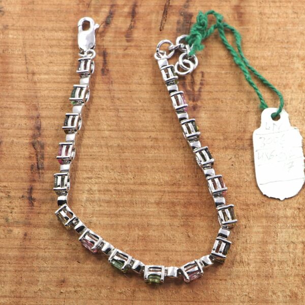 Natural Tourmaline 925 Sterling Silver Tennis Bracelet - Image 4