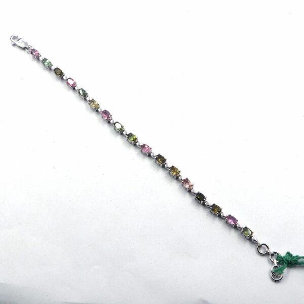 Natural Tourmaline 925 Sterling Silver Tennis Bracelet