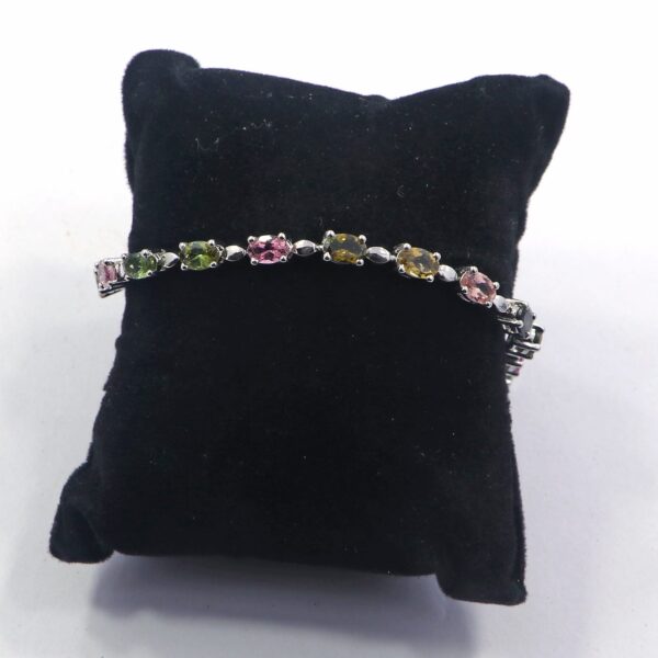 Natural Tourmaline 925 Sterling Silver Tennis Bracelet - Image 5