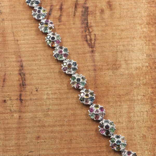 Tourmaline Silver Bracelet with Round-Cut Gemstones - Image 3