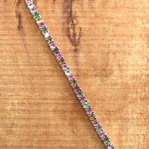 Natural Multi Tourmaline Bracelet - 925 Sterling Silver Jewelry - Image 2