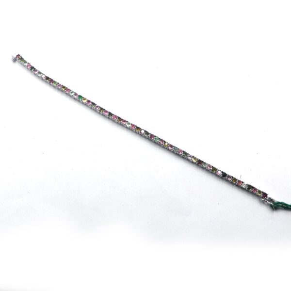 Natural Multi Tourmaline Bracelet - 925 Sterling Silver Jewelry - Image 4