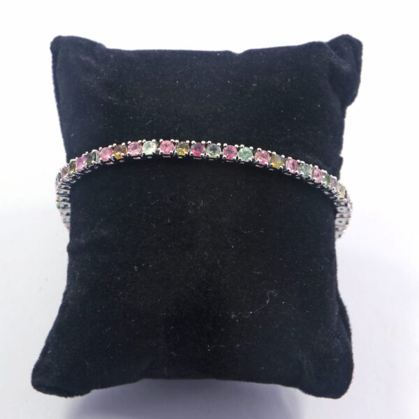 Natural Multi Tourmaline Bracelet - 925 Sterling Silver Jewelry - Image 5