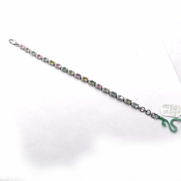Natural Multi Gemstone 925 Sterling Silver Tennis Bracelet