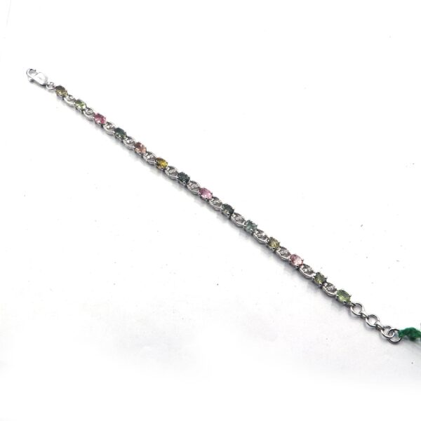 Natural Tourmaline Gemstone 925 Sterling Silver Tennis Bracelet