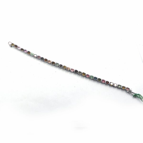 925 Sterling Silver Tennis Bracelet with Tourmaline Gemstones
