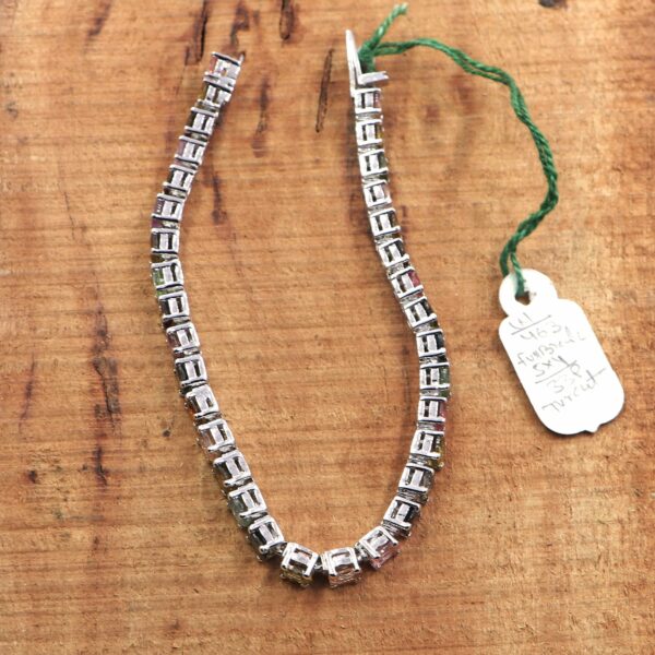 925 Sterling Silver Tennis Bracelet with Tourmaline Gemstones - Image 4
