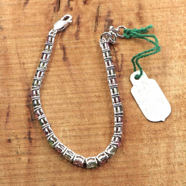 Natural Tourmaline 925 Sterling Silver Tennis Bracelet – Oval-Cut Gemstones - Image 2