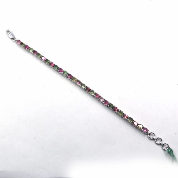 Natural Tourmaline 925 Sterling Silver Tennis Bracelet – Oval-Cut Gemstones