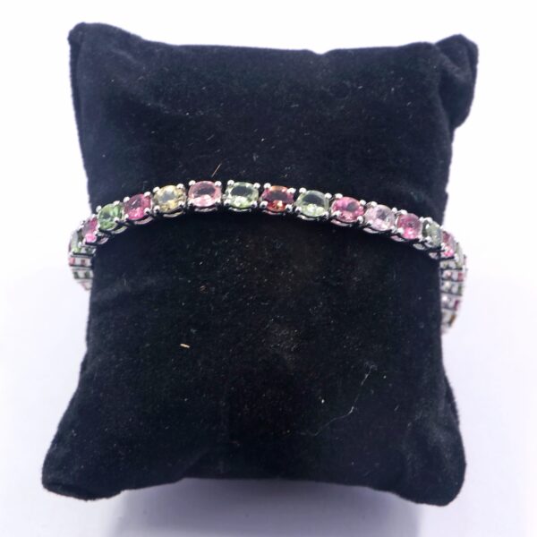 Natural Tourmaline 925 Sterling Silver Tennis Bracelet – Oval-Cut Gemstones - Image 3