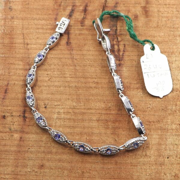 Elegant Natural Amethyst White Topaz 925 Sterling Silver Tennis Bracelet - Image 2