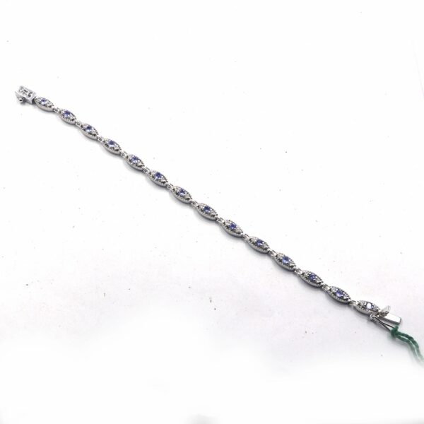 Elegant Natural Amethyst White Topaz 925 Sterling Silver Tennis Bracelet - Image 4