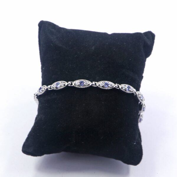 Elegant Natural Amethyst White Topaz 925 Sterling Silver Tennis Bracelet - Image 5
