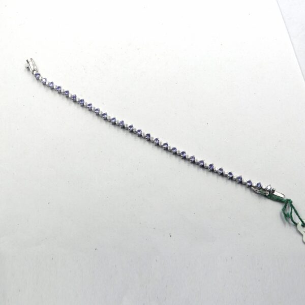 7.5-Inch 925 Silver Gemstone Bracelet with Natural Amethyst