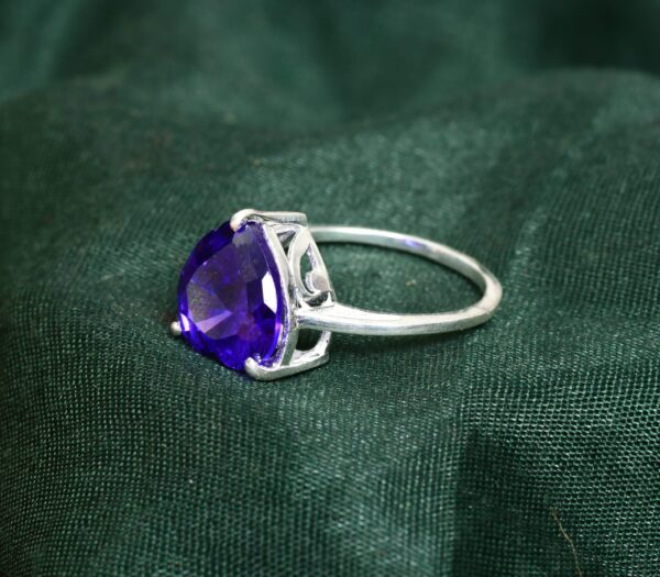 Natural Amethyst 925 Sterling Silver Heart Shape Ring - Image 5