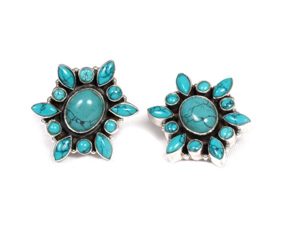 Sterling Silver Turquoise Gemstone Stud Earrings