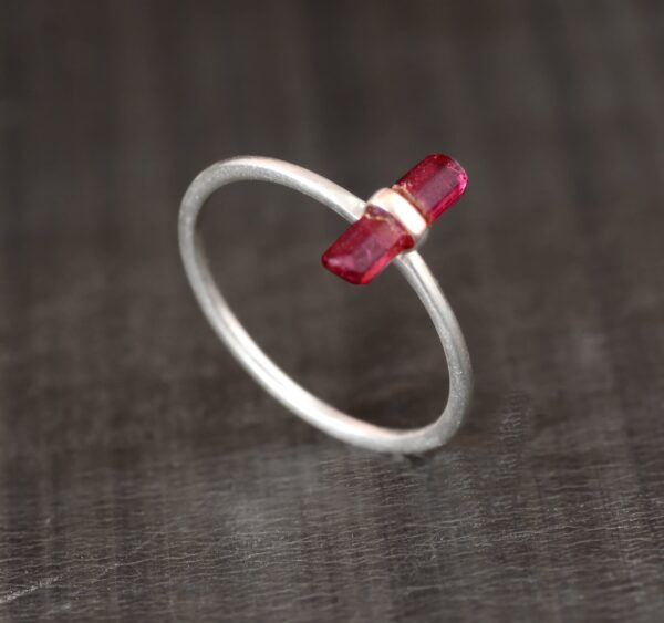 Natural Ruby Pencil Shaped 92.5 Sterling Silver ring